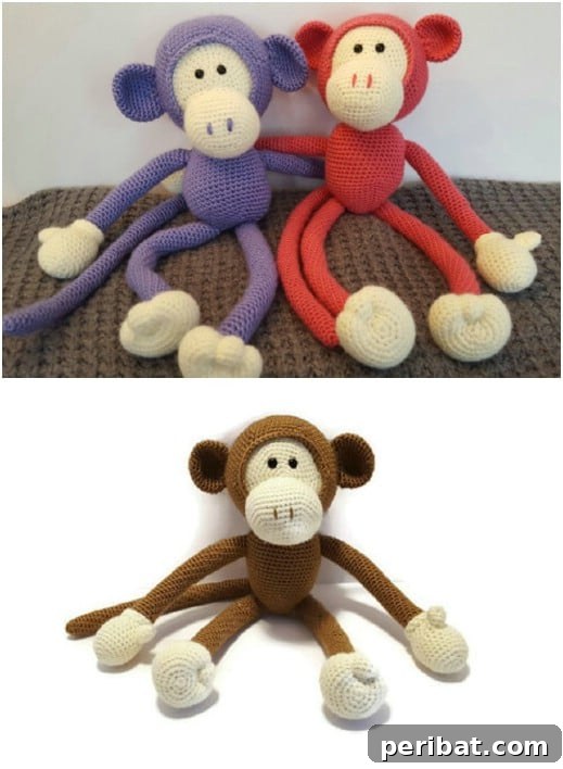 Handmade crocheted monkey plush toy