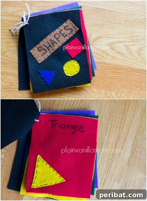 DIY little felt book of shapes for baby learning