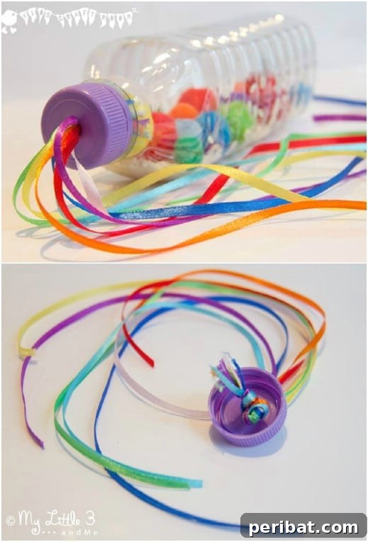 DIY sensory play rainbow shaker bottles from plastic bottles