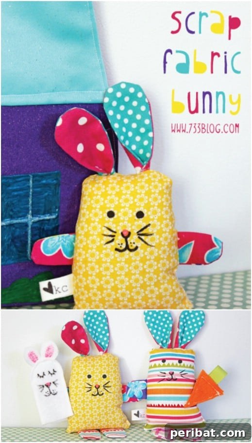 Easy scrap bunny softy baby toy made from fabric remnants