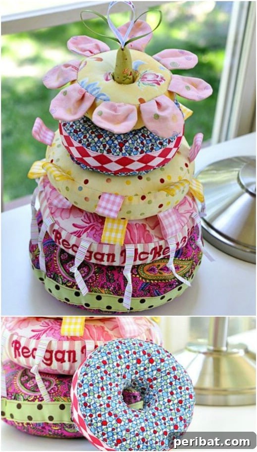 Soft stacking ring toy made from fabric