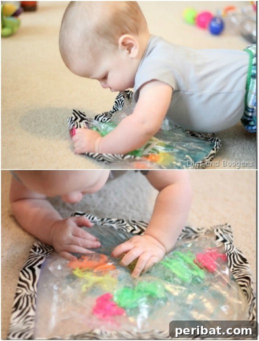 DIY Sensory Play Bag for babies with hair gel and plastic creatures
