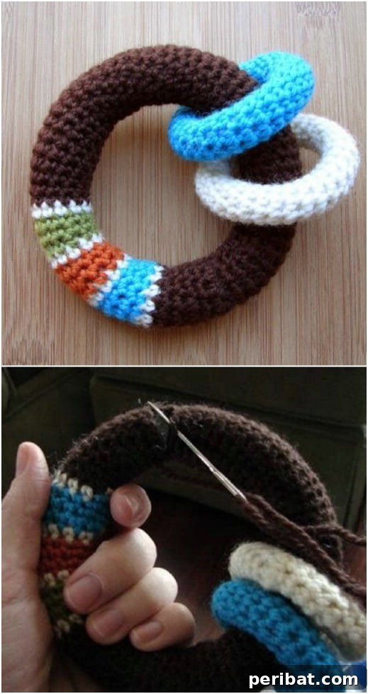 Easy crocheted baby rattle with a gentle sound