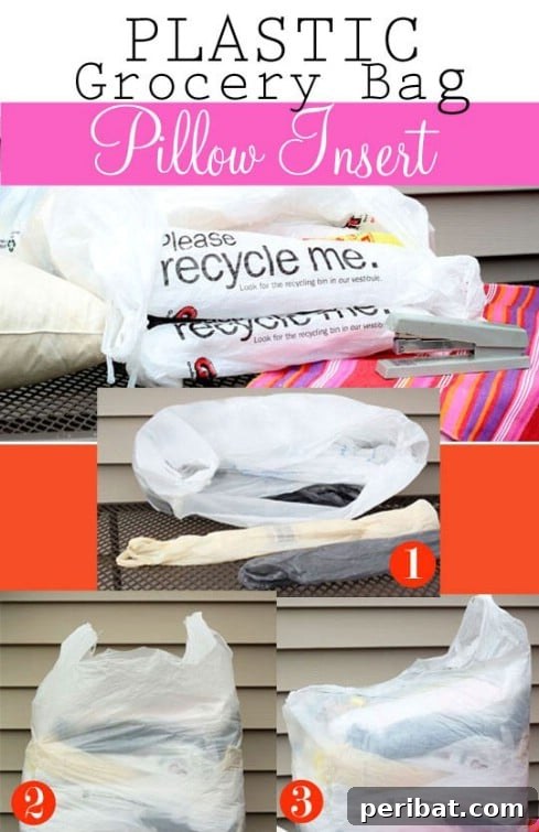 Beyond the Bin 30 Ingenious Upcycling Projects for Grocery Bags 21 Plastic Bag Outdoor Pillow Insert