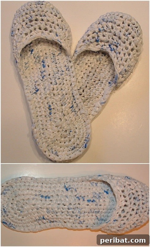 Beyond the Bin 30 Ingenious Upcycling Projects for Grocery Bags 25 Crocheted Plastic Bag Sandals