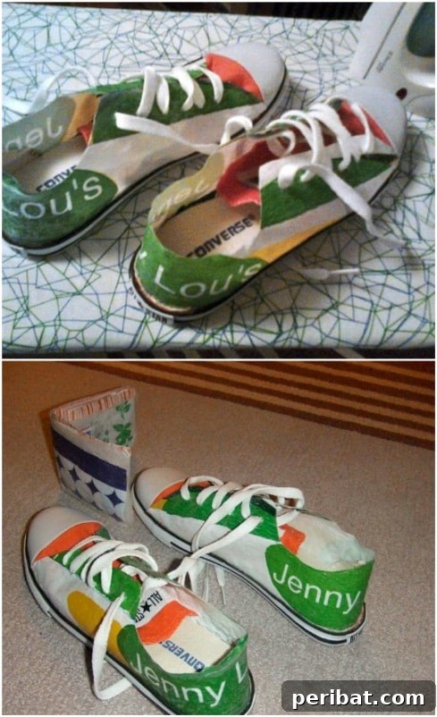 Beyond the Bin 30 Ingenious Upcycling Projects for Grocery Bags 27 Upcycled Grocery Bag Sneakers