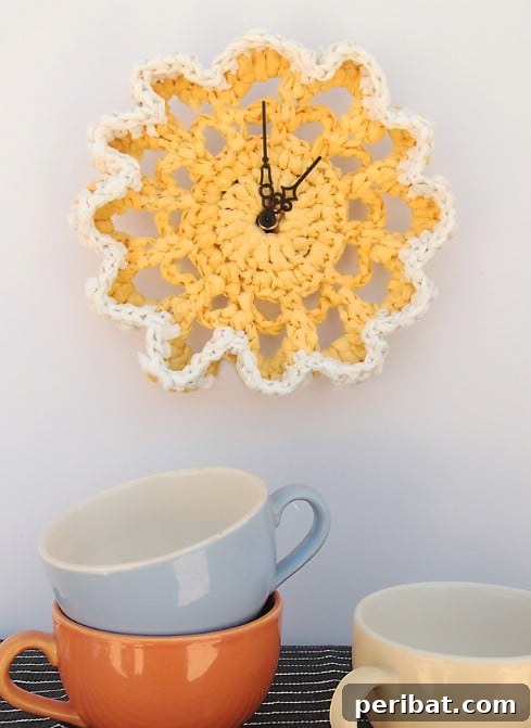 Beyond the Bin 30 Ingenious Upcycling Projects for Grocery Bags 7 Upcycled Crochet Plastic Bag Clock