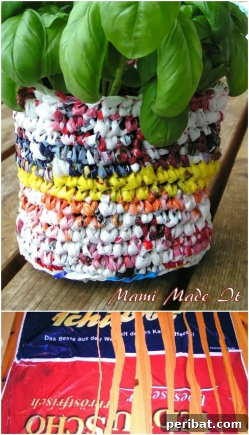 Beyond the Bin 30 Ingenious Upcycling Projects for Grocery Bags 10 Gorgeous Plastic Bag Flowerpot
