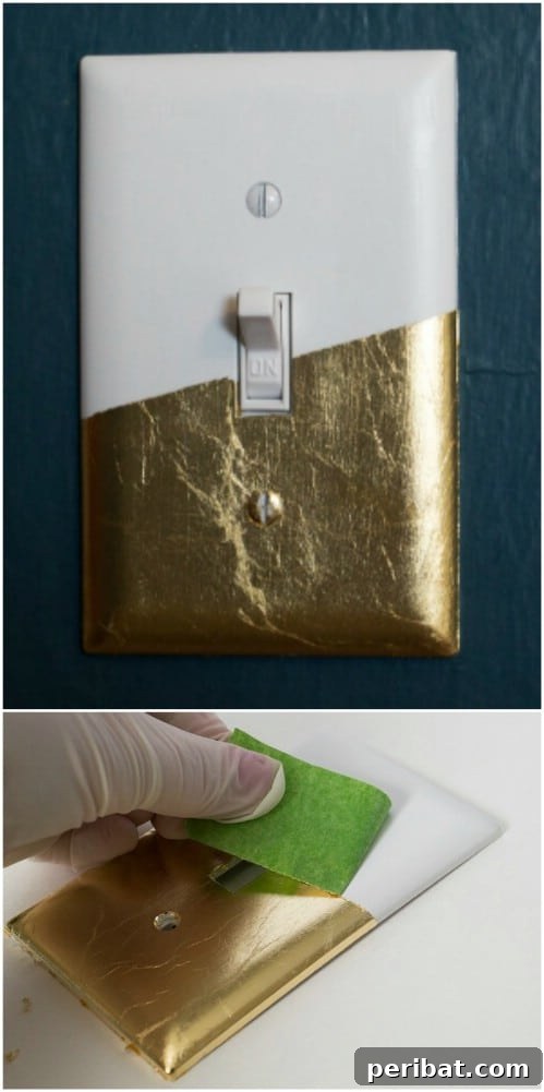 30 Creative Makeovers for Your Switch Plate Covers 11 Easy DIY Gold Leaf Cover