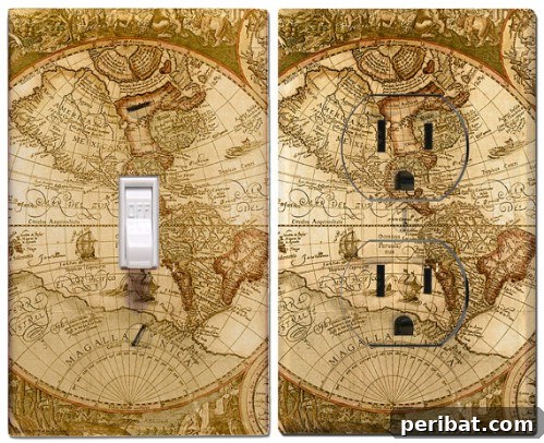 30 Creative Makeovers for Your Switch Plate Covers 24 Old World Map Switch Cover