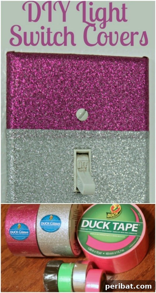 30 Creative Makeovers for Your Switch Plate Covers 26 DIY Sparkly Duct Tape Covers