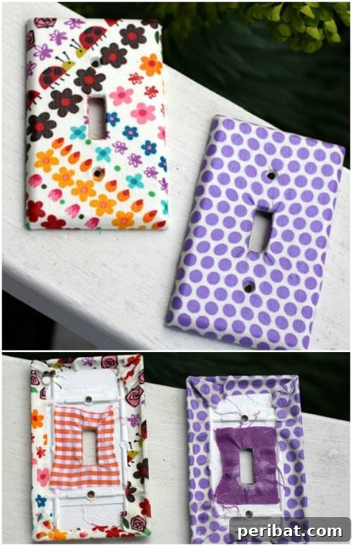 30 Creative Makeovers for Your Switch Plate Covers 6 DIY Fabric Covered Switch Plates