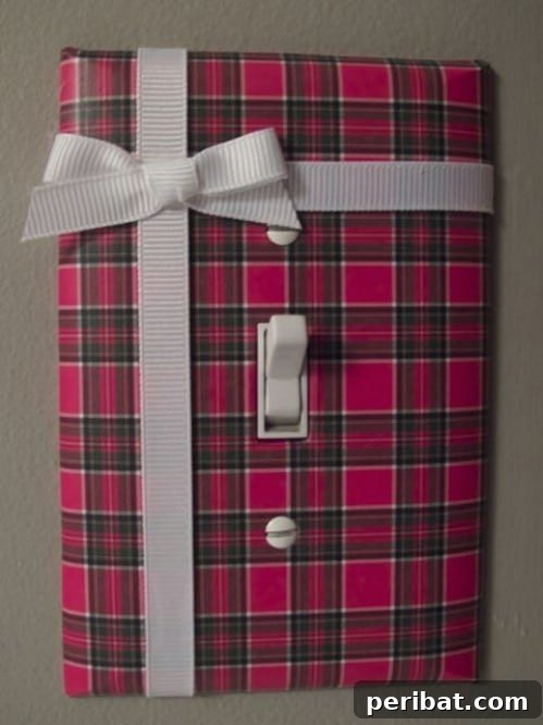 30 Creative Makeovers for Your Switch Plate Covers 9 Holiday Themed Gift Wrap Plate Covers