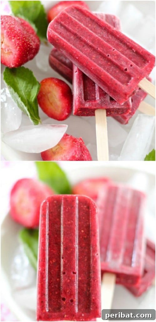 Fresh Chia Strawberry And Raspberry Mint Popsicles