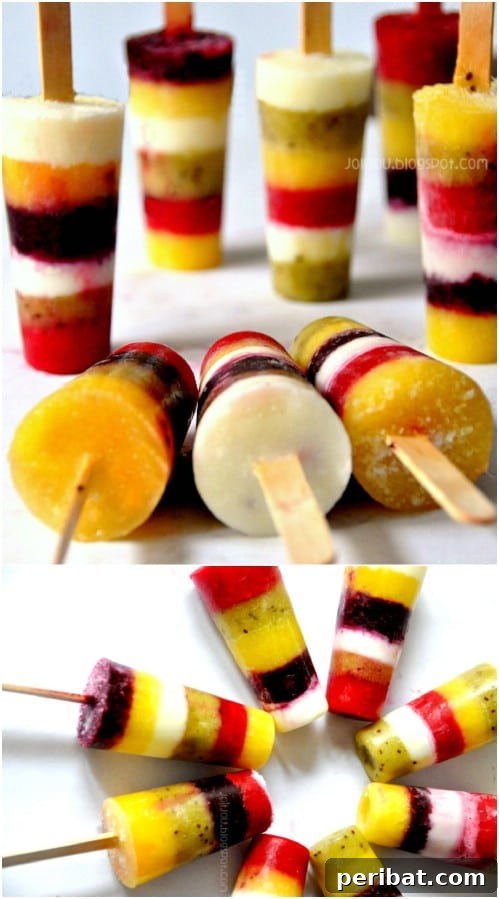 Cool Striped Fruit Popsicles