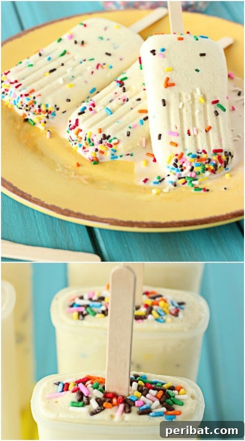 Cake Batter Ice Cream Pops