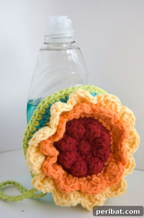 flower Scrubby Crochet Dishcloth