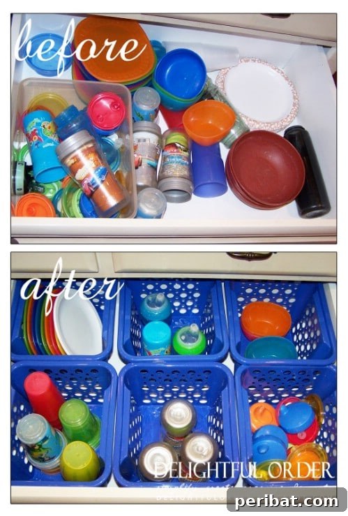 Sippy Cup Organization - 150 Dollar Store Organizing Ideas and Projects for the Entire Home