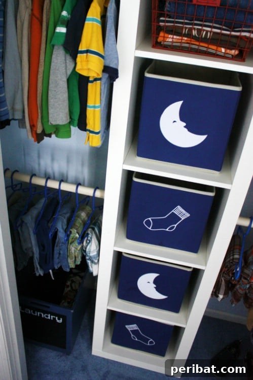 Organizing Kids Drawers with Canvas Boxes - 150 Dollar Store Organizing Ideas and Projects for the Entire Home