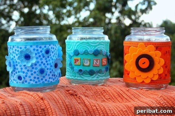 Empty Jars and Mod Podge for Office Organization - 150 Dollar Store Organizing Ideas and Projects for the Entire Home