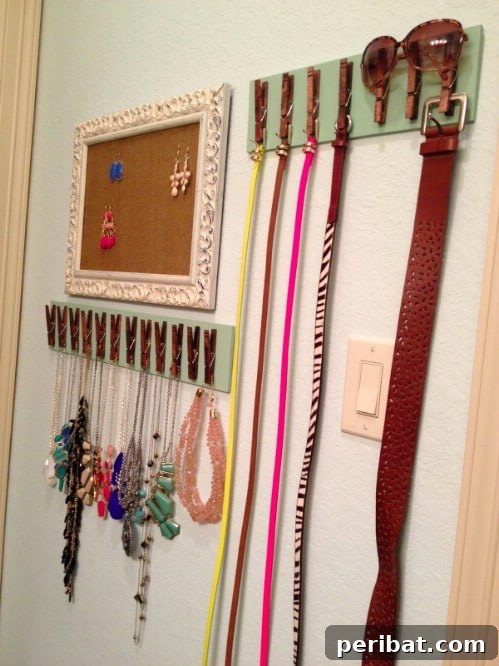 Great Belt Organizer from Clothespins - 150 Dollar Store Organizing Ideas and Projects for the Entire Home