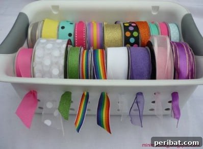 Organize Ribbon with a Shower Caddy