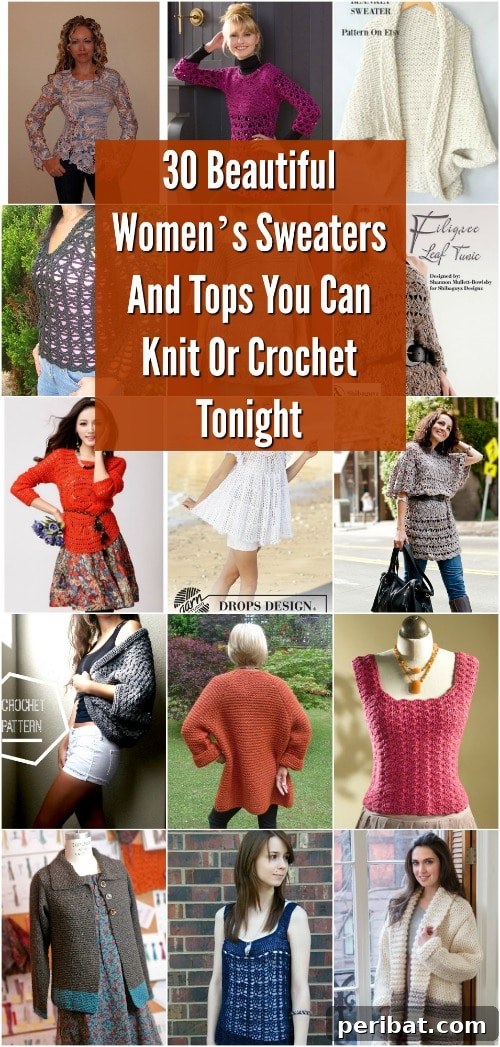 30 Beautiful Women’s Sweaters And Tops You Can Knit Or Crochet Tonight 