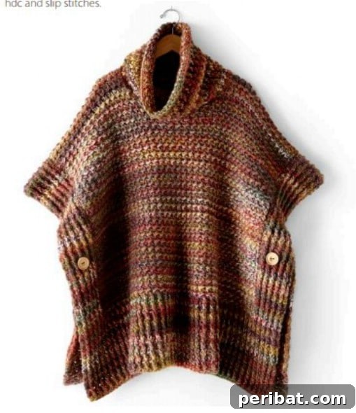 Easy Tweed Look Poncho Sweater