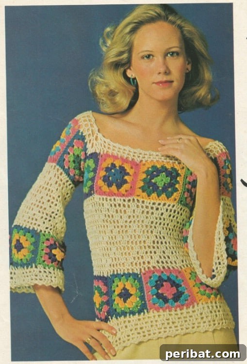 Vintage Crochet Floral Pullover