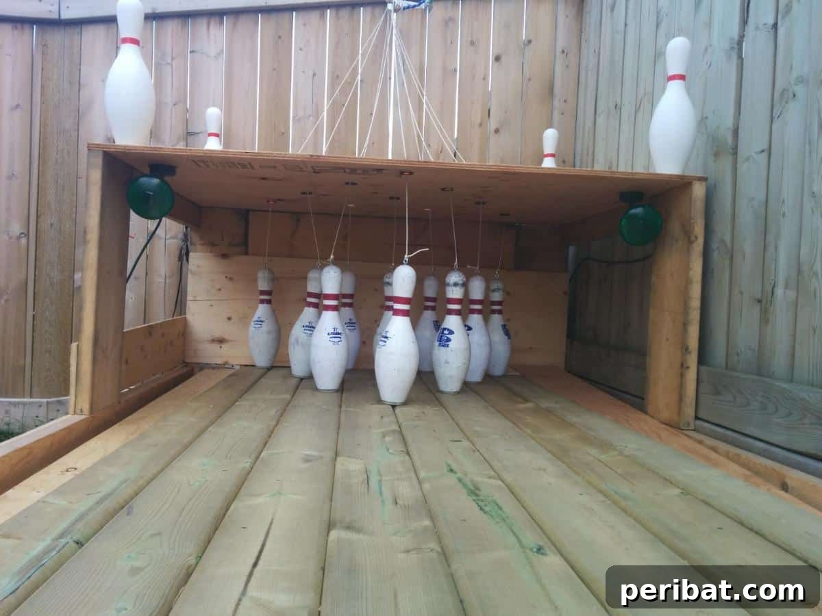 Build Your Own Backyard Bowling Alley for Summer Fun 14 A perspective shot down the lane towards the pins, showing its clean lines and finish.