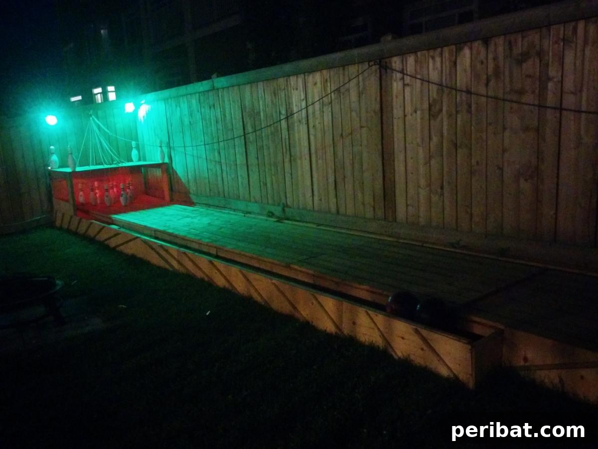 Build Your Own Backyard Bowling Alley for Summer Fun 16 A final detailed shot of the bowling alley's construction quality and aesthetics.