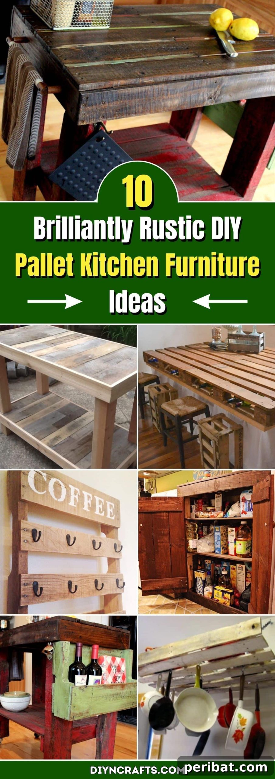 Rustic Kitchen Charm: 10 Brilliant Pallet Furniture DIYs 2 Inspiring Collection of Rustic DIY Pallet Kitchen Furniture Ideas