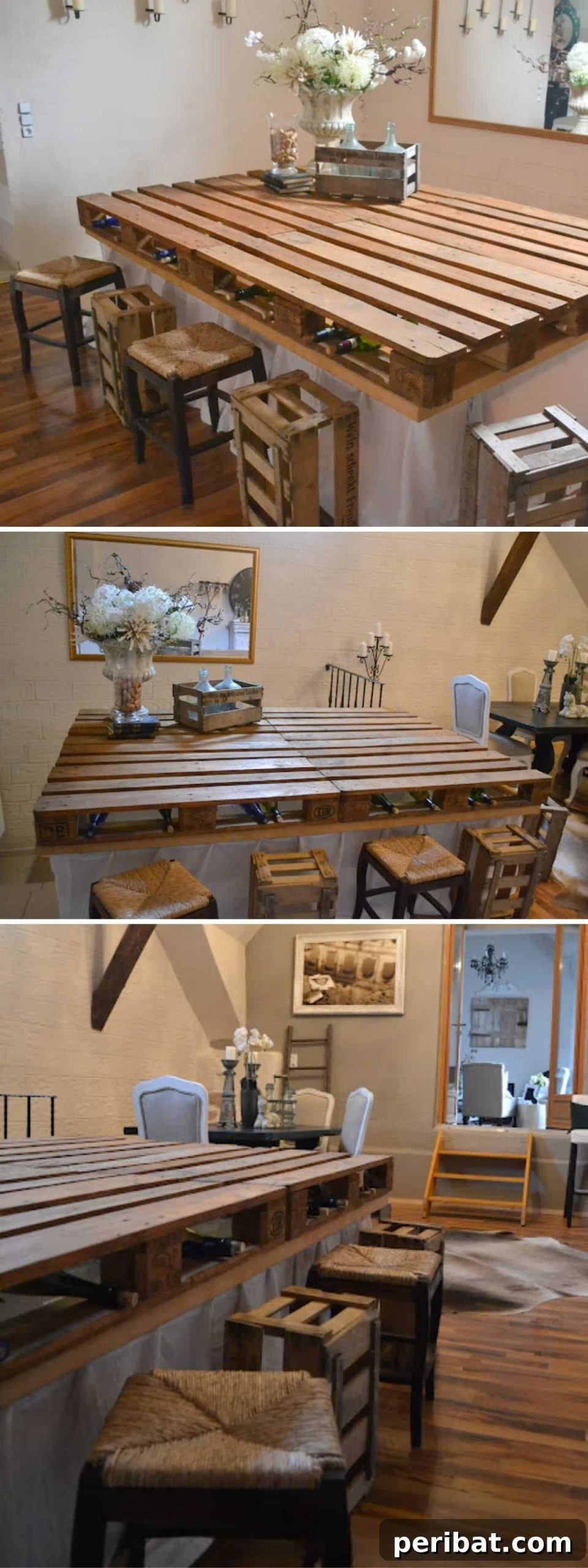 Rustic Kitchen Charm: 10 Brilliant Pallet Furniture DIYs 3 Customizable Pallet Wine Bar with Integrated Storage and Lighting