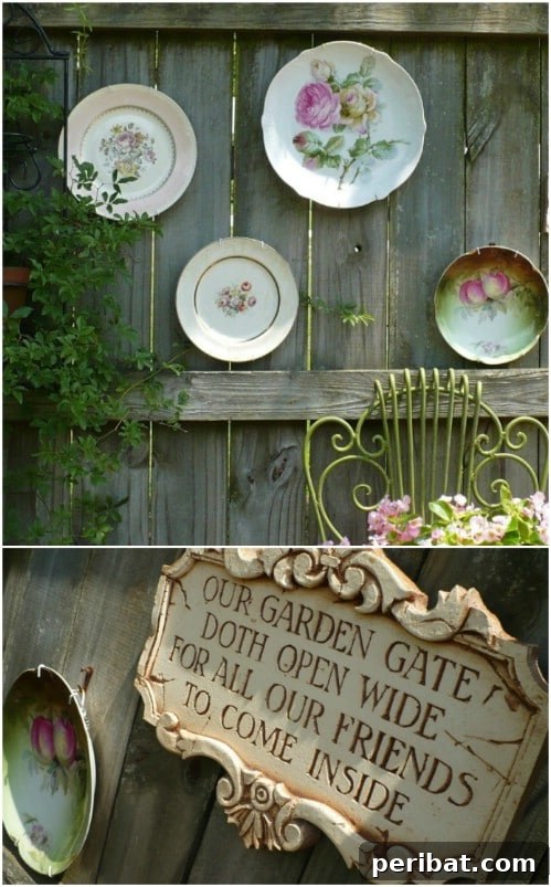 Stunning Fence Decor Ideas to Beautify Your Yard 21 Repurposed Plate Fence Decoration