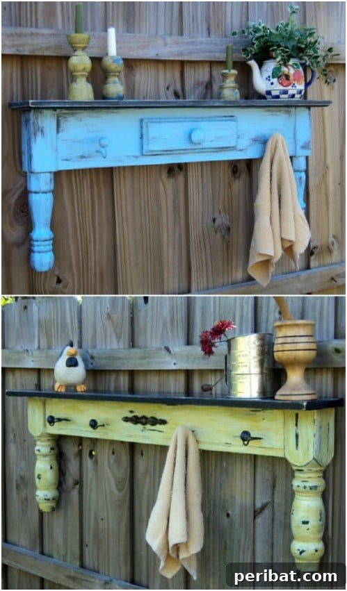Stunning Fence Decor Ideas to Beautify Your Yard 5 Upcycled Coffee Table Fence Shelf