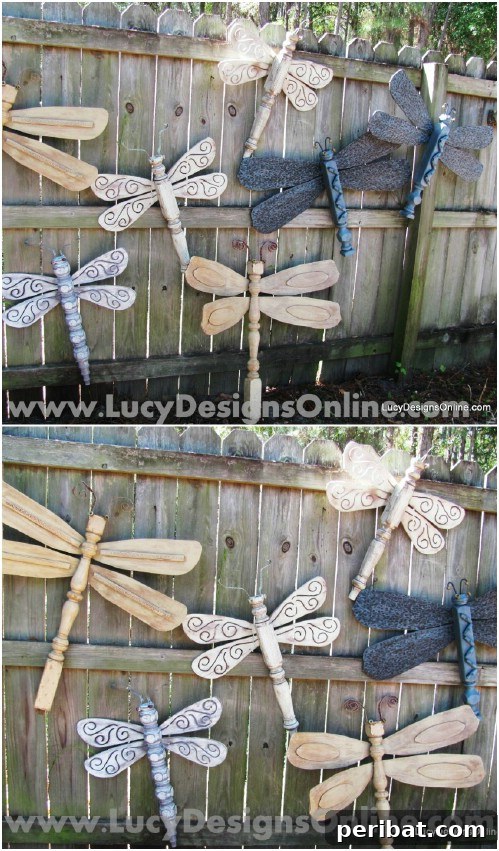 Stunning Fence Decor Ideas to Beautify Your Yard 9 Upcycled Table Leg Dragonflies Fence Art