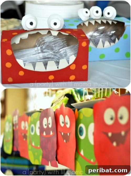 DIY Monster Party Utensil Storage