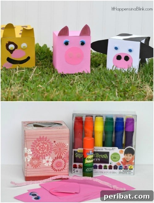Recycled Tissue Box Farm Animals