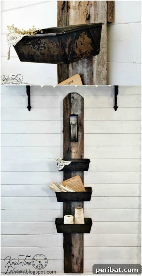 Hanging Organizer from a Barn Pulley and Loaf Pans