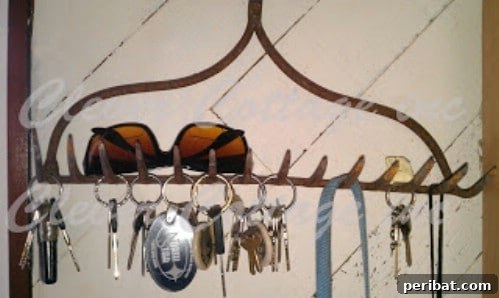 Convenient Key Rack from an Upcycled Rake Head