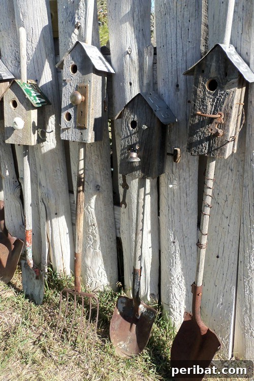 Charming Birdhouses Made from Repurposed Garden Tools