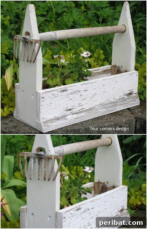 Handcrafted Planter Box with a Rake Handle Accent