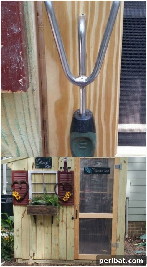 Unique Door Handle Crafted from a Small Garden Tool