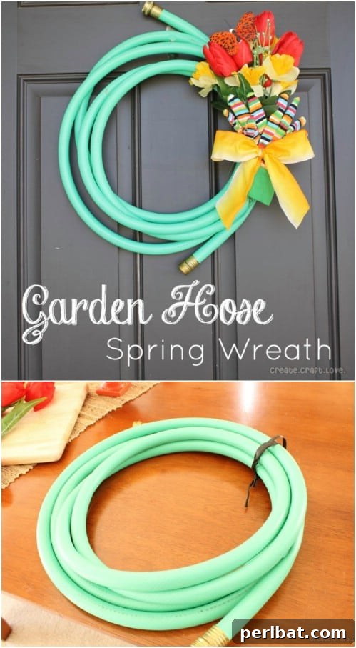Seasonal Wreath Made from an Upcycled Garden Hose