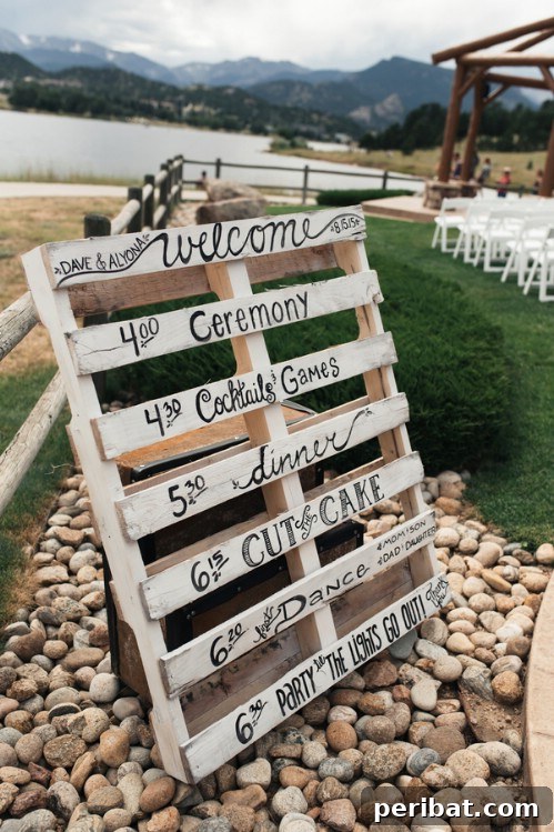 Rustic Pallet Timeline Sign for Wedding Day Schedule