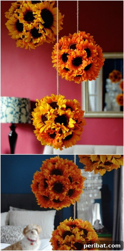 Hanging Sunflower Pendants for Summer Outdoor Weddings