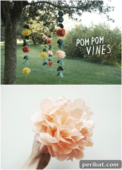 DIY Pom Pom Vines for Backyard Wedding Decorations