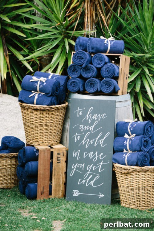 Cozy Guest Blankets for Outdoor Wedding Comfort
