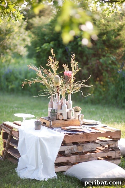 DIY Outdoor Pallet Tables for Wedding Decor