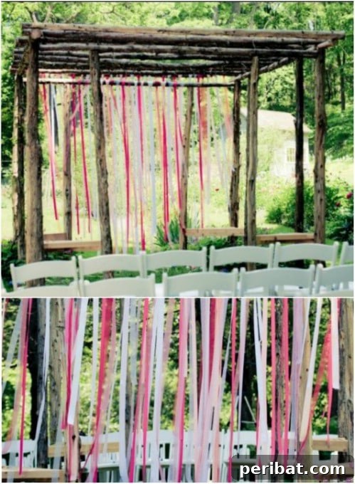 DIY Rustic Ribbon Backdrop for Outdoor Ceremony